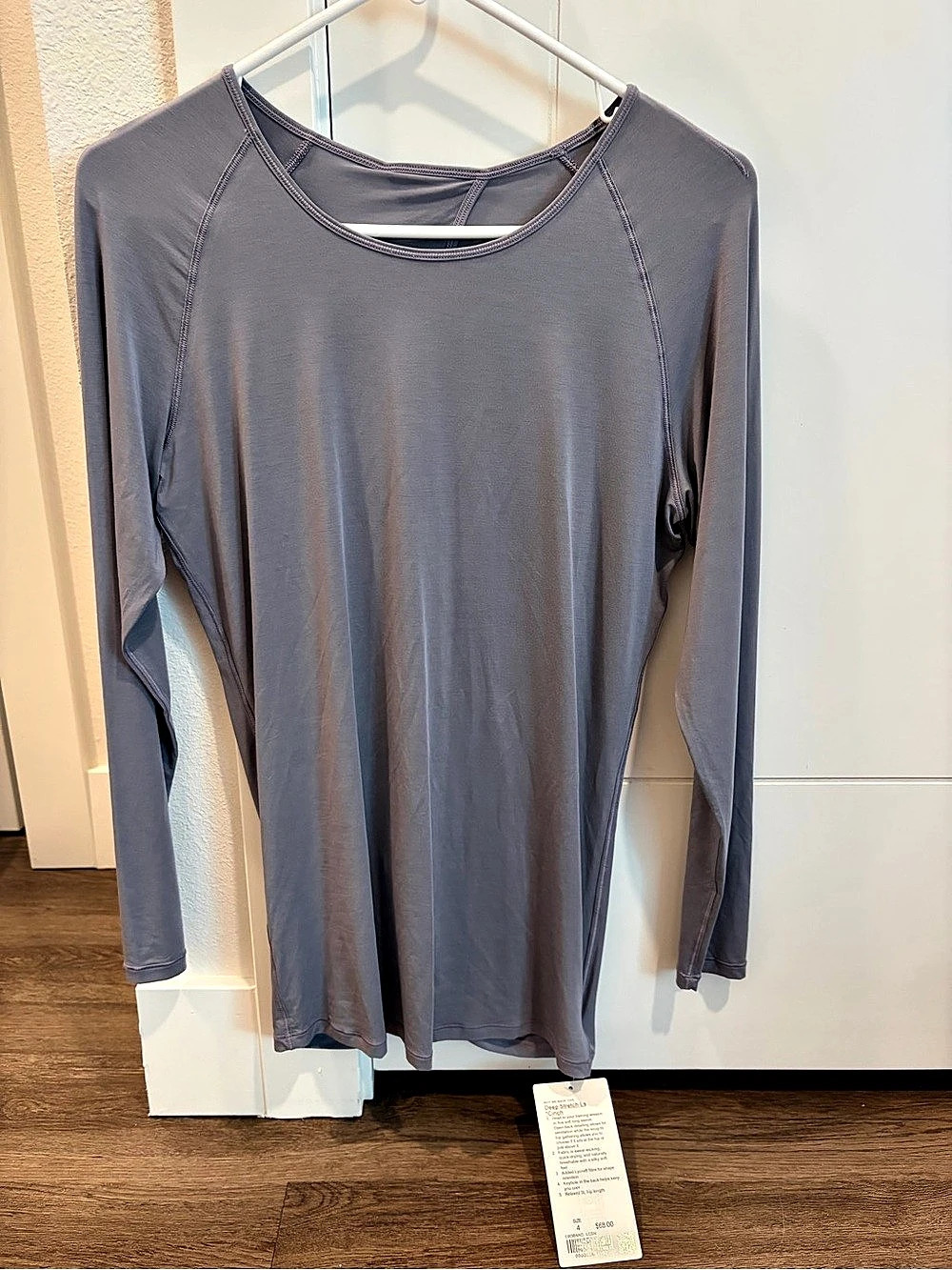 lululemon Deep Stretch Rulu Cinch Long Sleeve Gray/purple Size 4 NWT